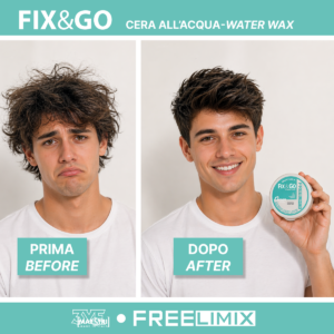 Fix&Go cera all’acqua Freelimix prima e dopo styling capelli uomo